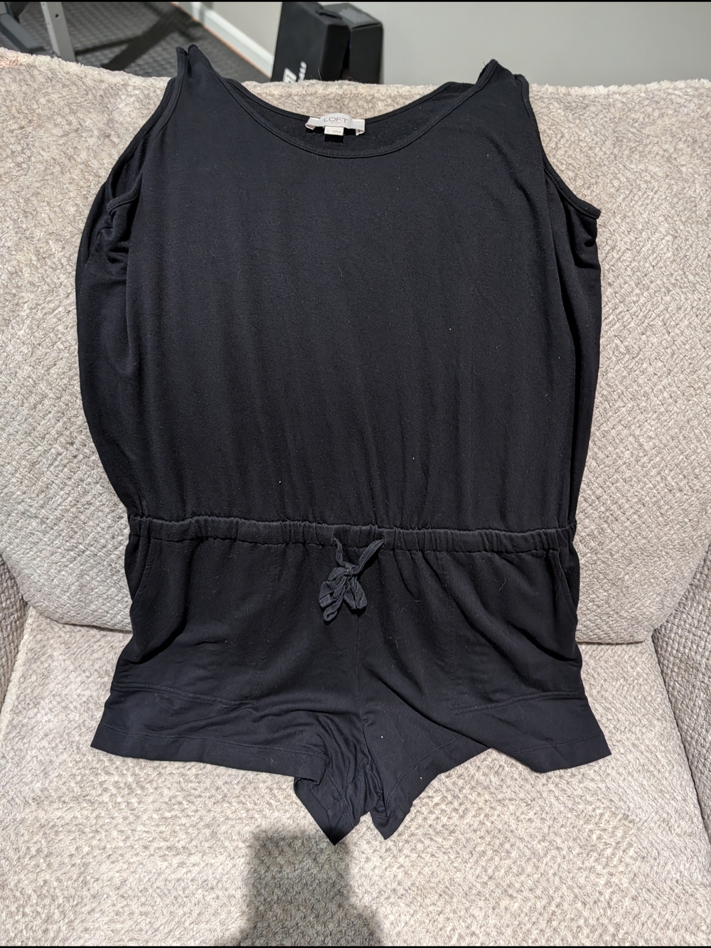 LOFT Black Drawstring Romper